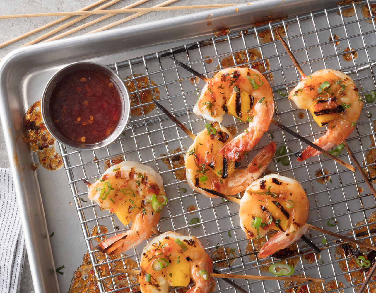 Grilled Florida Shrimp with Mango and Sweet Chili Sauce